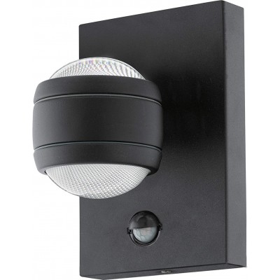 113,95 € Free Shipping | Outdoor wall light Eglo 4W Spherical Shape 20×14 cm. Bi-directional LED. Movement detector Terrace, garden and public space. Modern Style. PMMA and Metal casting. Black Color