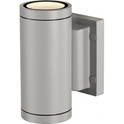 135,95 € Free Shipping | Flood and spotlight 35W Cylindrical Shape 21×15 cm. Bidirectional double focus Terrace, garden and public space. Aluminum and Glass. Silver Color