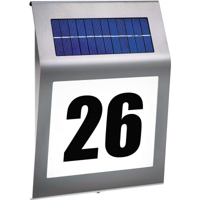 82,95 € Free Shipping | Outdoor wall light Rectangular Shape 34×24 cm. Solar recharging sign Terrace, garden and public space. Metal casting. Gray Color