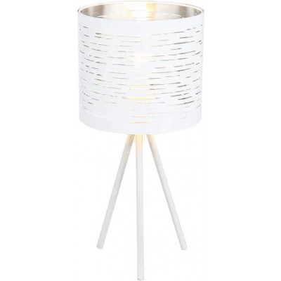 Lampe de table Façonner Cylindrique Ø 5 cm. Montage sur trépied Salle, salle à manger et chambre. Métal. Couleur blanc