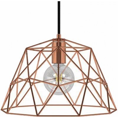 Hanging lamp 6×6 cm. Cage structure Living room, dining room and bedroom. Metal casting. Copper Color