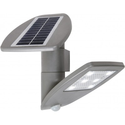 105,95 € Free Shipping | Flood and spotlight 2W Square Shape 24×23 cm. LED spotlight. solar recharge. Movement detector Terrace, garden and public space. Modern Style. Crystal. Silver Color