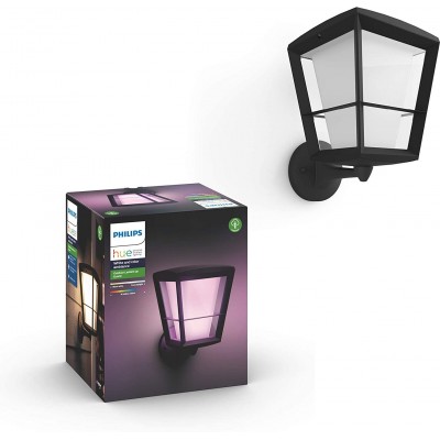 208,95 € 免费送货 | 户外壁灯 Philips 15W 立方体 形状 30×24 cm. 多色 RGB LED。 Alexa、Apple 和 Google Home 阳台, 花园 和 公共场所. 经典的 风格. 铝. 黑色的 颜色