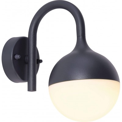 Outdoor wall light 100W Spherical Shape 23×12 cm. Terrace, garden and public space. Aluminum and PMMA. Anthracite Color