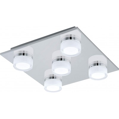 174,95 € Free Shipping | Indoor ceiling light Eglo 4W Square Shape 70×32 cm. 5 spotlights Living room, dining room and bedroom. Modern Style. Steel. Plated chrome Color