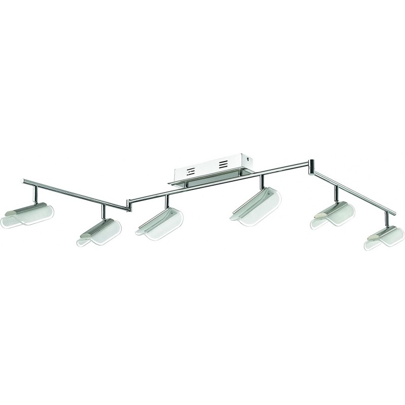 202,95 € Spedizione Gratuita | Lampada da soffitto 6W 172×19 cm. 6 faretti orientabili Cristallo. Colore grigio