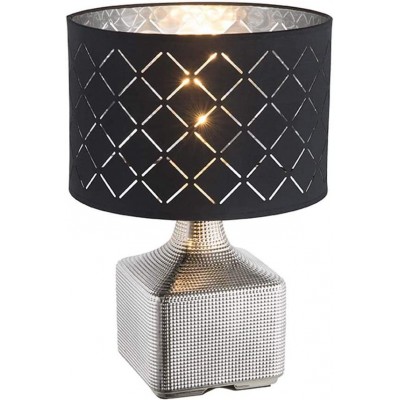 Lampada da tavolo 60W Forma Cilindrica Ø 5 cm. Soggiorno, sala da pranzo e camera da letto. Stile classico. Ceramica e Tessile. Colore nero