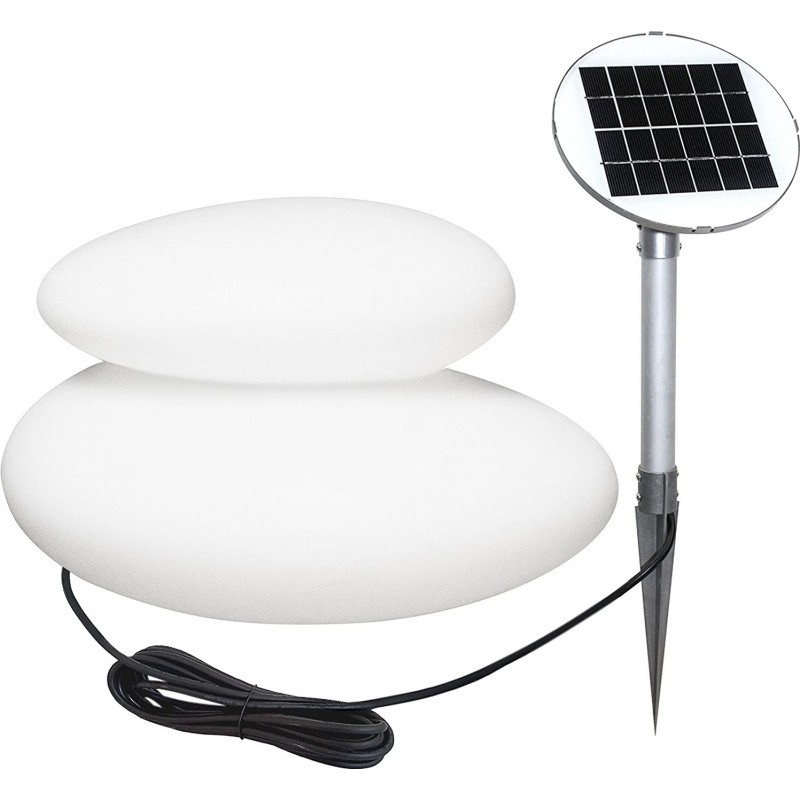 188,95 € Free Shipping | Outdoor lamp Round Shape 39×29 cm. Stone shaped design. solar recharge Living room, terrace and garden. PMMA and Polyethylene. White Color