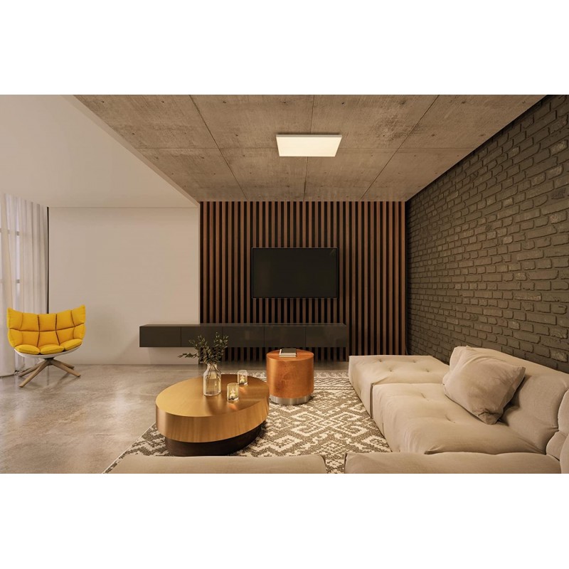 178,95 € Free Shipping | Indoor ceiling light 35W Rectangular Shape 60×60 cm. LED. Alexa and Google Home Living room, dining room and bedroom. Aluminum. White Color