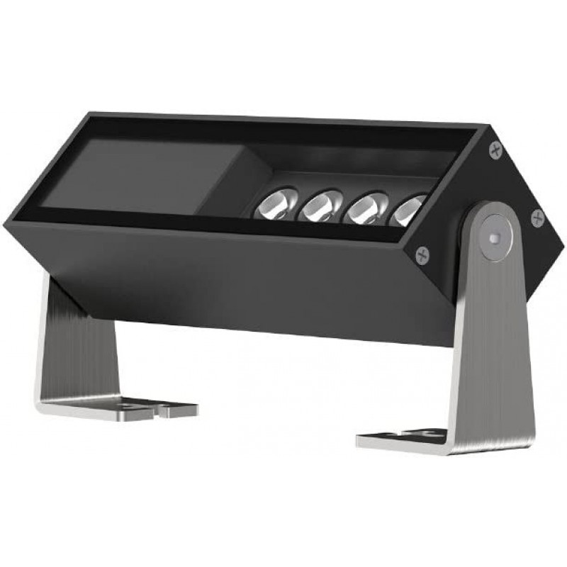 388,95 € Envio grátis | Holofote externo 10W Forma Retangular 23×10 cm. 4 pontos de luz LED ajustáveis Terraço, jardim e espaço publico. Metais. Cor preto