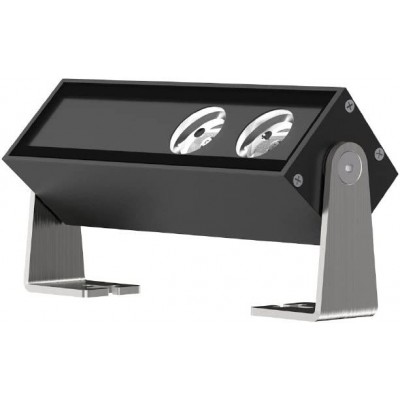 369,95 € Free Shipping | Flood and spotlight 23×10 cm. 2 adjustable light points Aluminum. Black Color